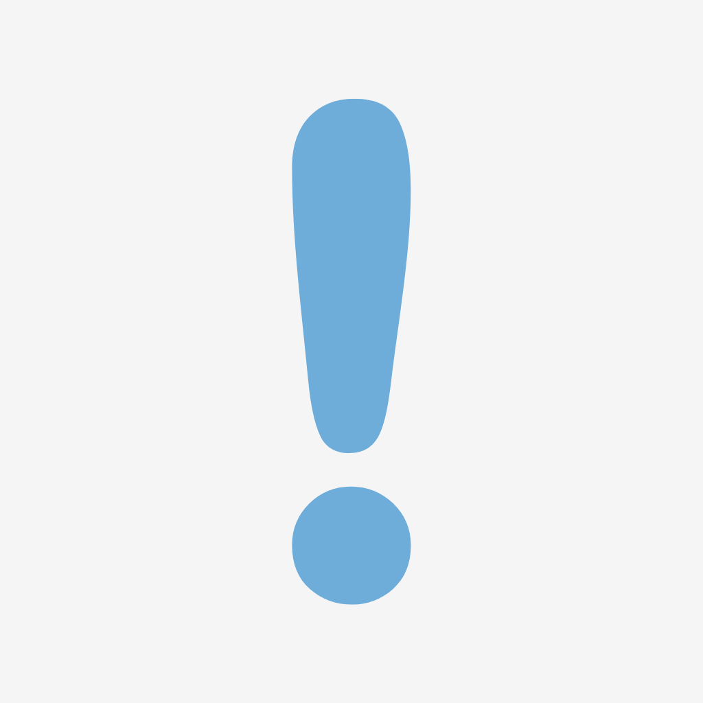 A sky blue exclamation mark icon